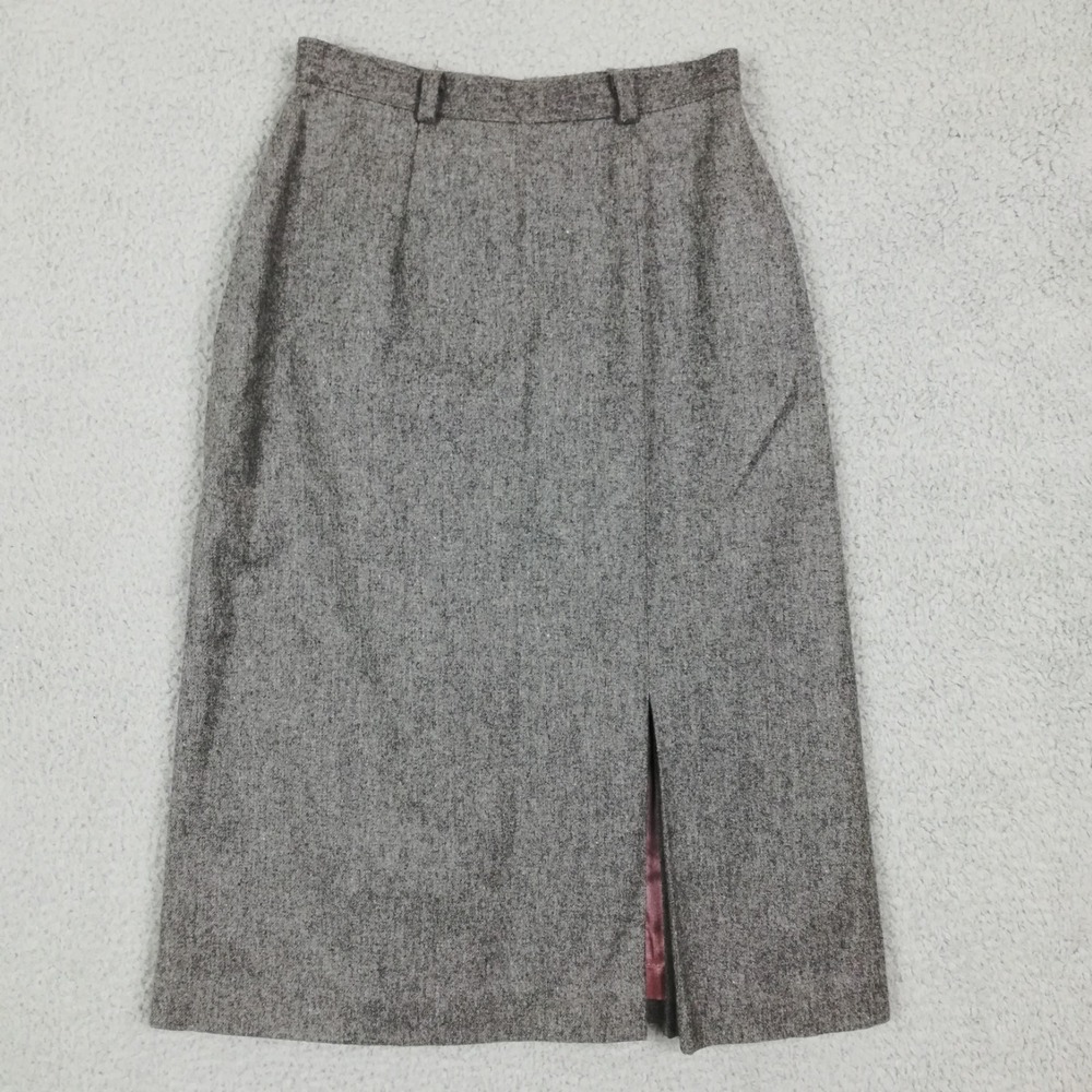 Vtg Newport Womens Skirt Wool Blend Pencil Gray Straight Below Knee 3